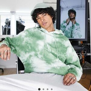 ASOS men’s green tie dye hoodie in Large